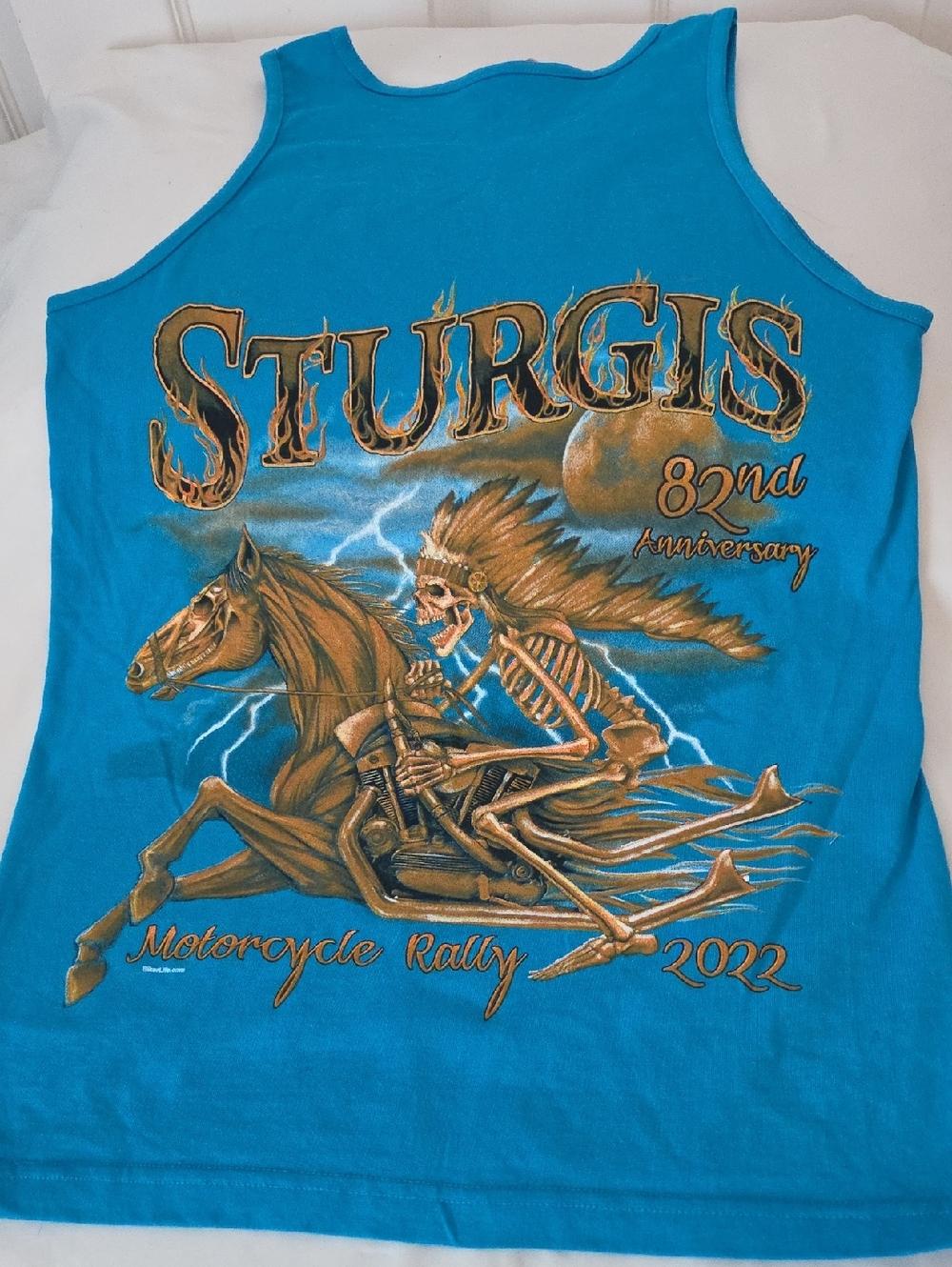 Alstyle Blue Mens Tank Top with Sturgis 82nd Anniversary Graphic